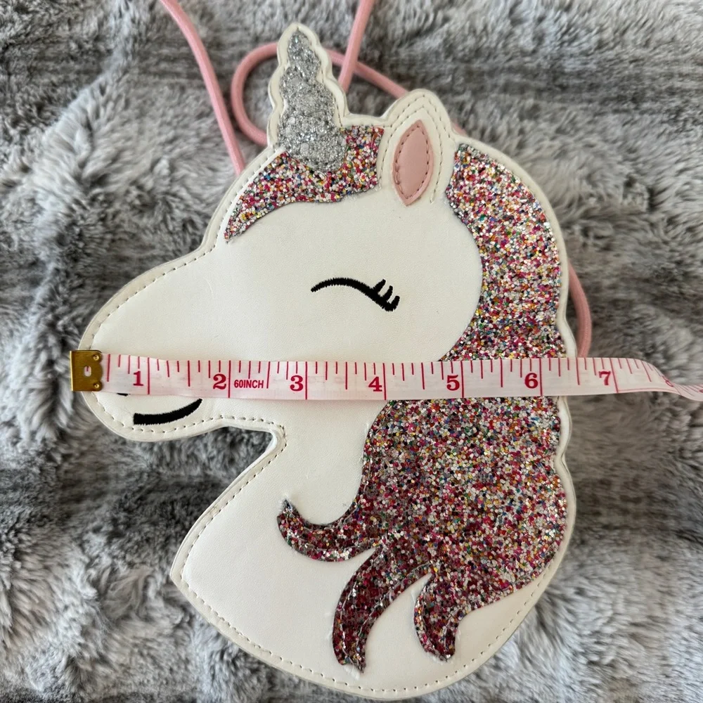 Cat & Jack Kids Girls Unicorn Crossbody Bag Size OS Pink Glitter Mane Magic